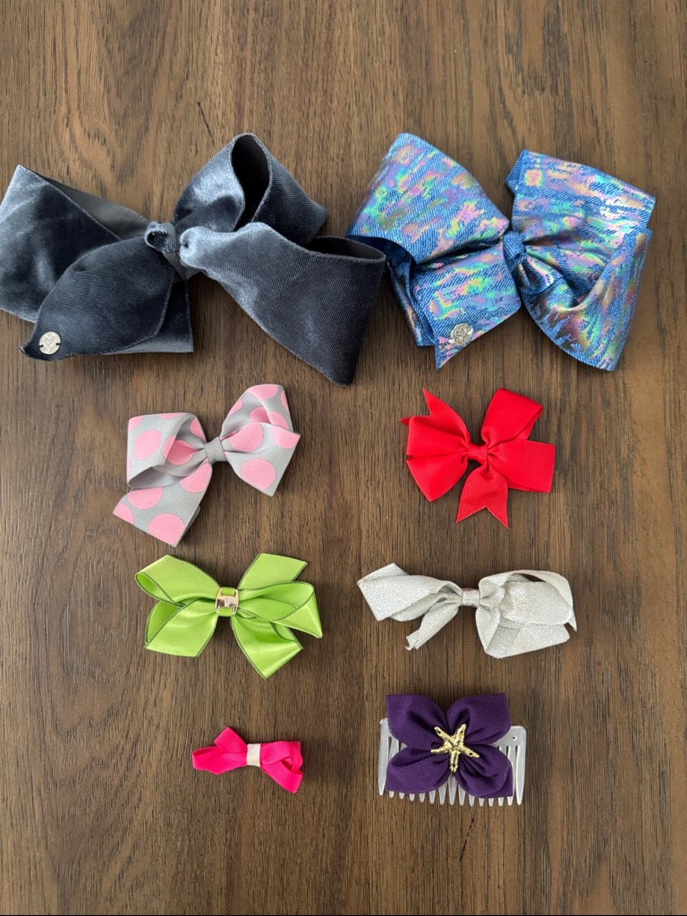 Girls Bows Lot of Eight Hair Accessories
